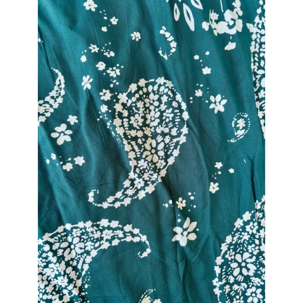Women's Patrons of Peace Teal White Paisley Maxi Dress S Rayon - Picture 11 of 11